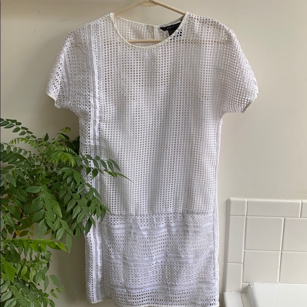Armani Exchange White Shift Dress with Slip